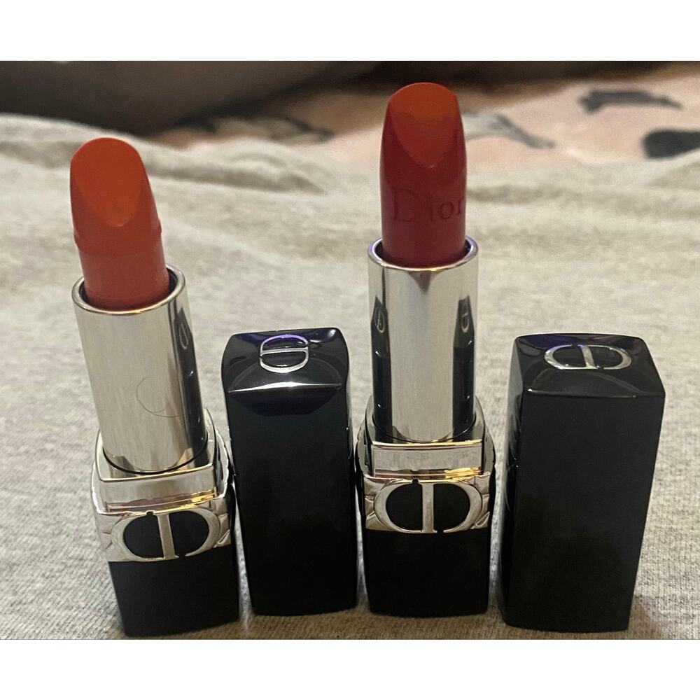 New CD Christian Dior Rouge 2 pcLipsticks Lippies
 640 Silky Coral Satin 999 Red